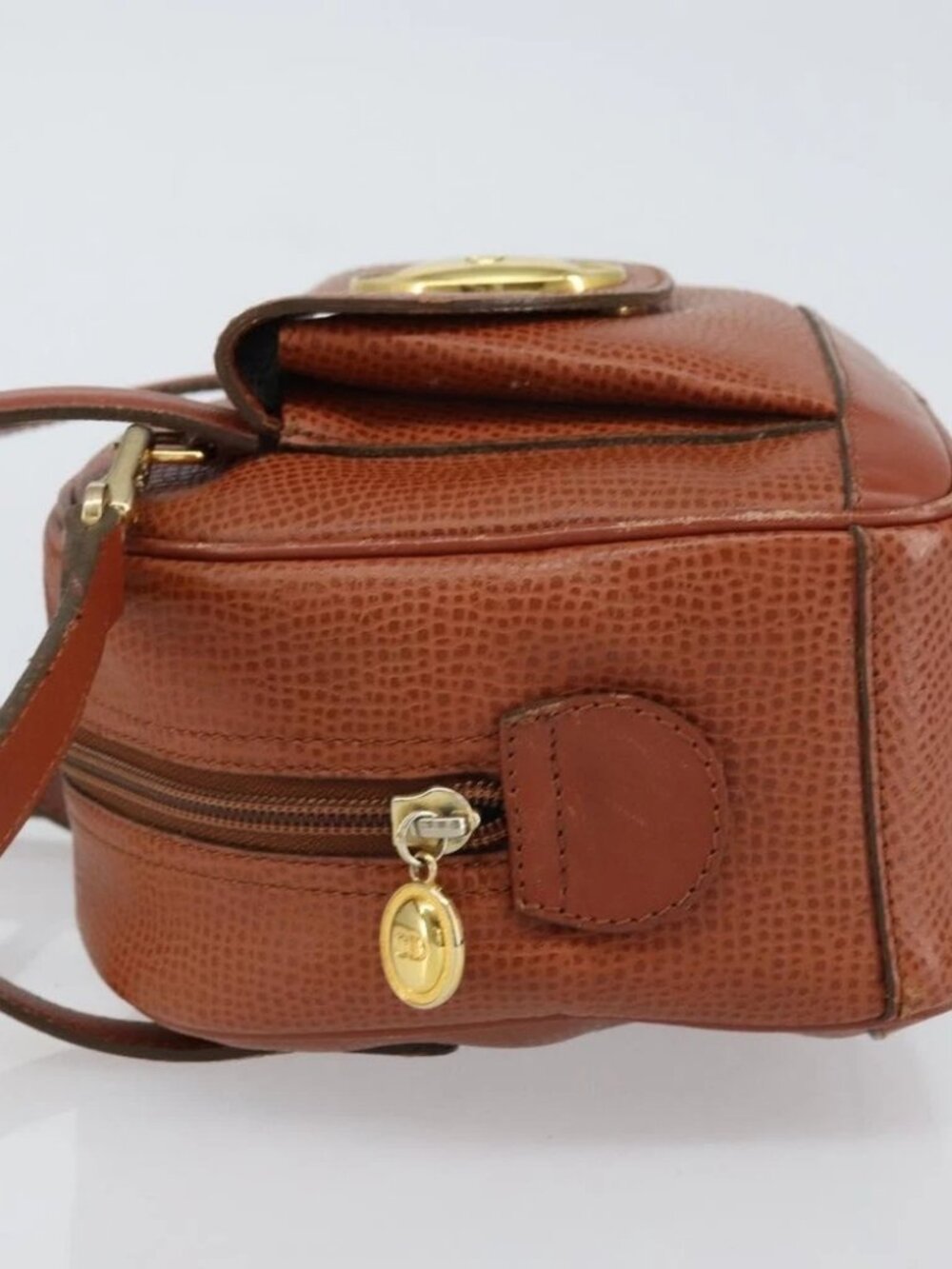 Christian Dior Hand Bag Leather 2way Brown Gold Auth - Picture 4 of 16